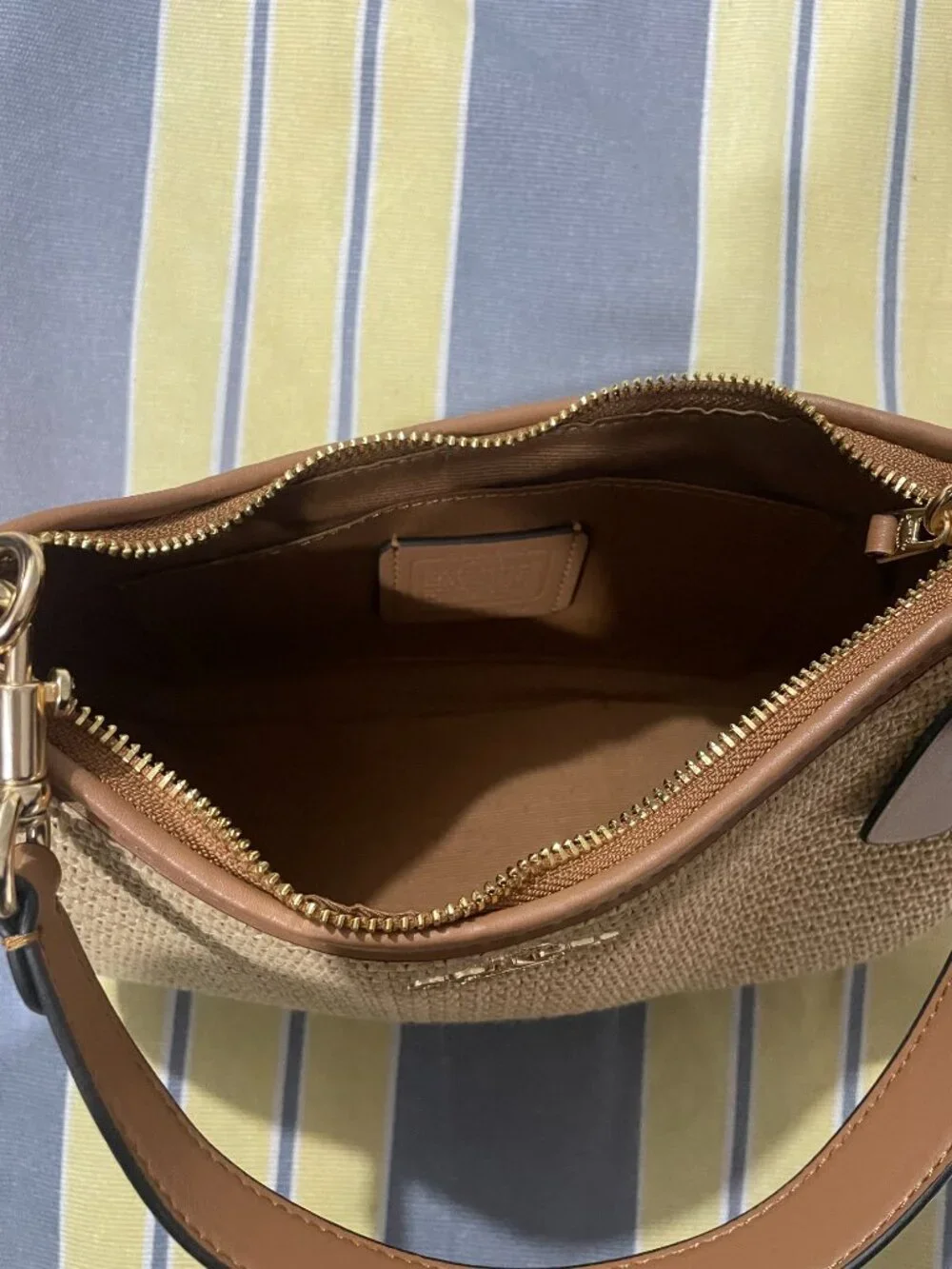 COACH Teri Woven Shoulder Bag (Tan)